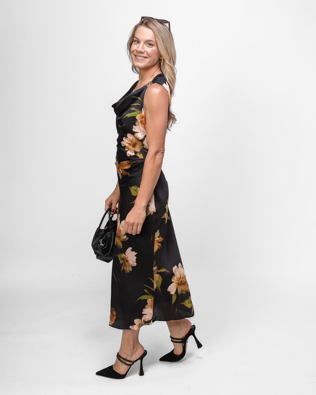Midnight Bloom Midi Dress