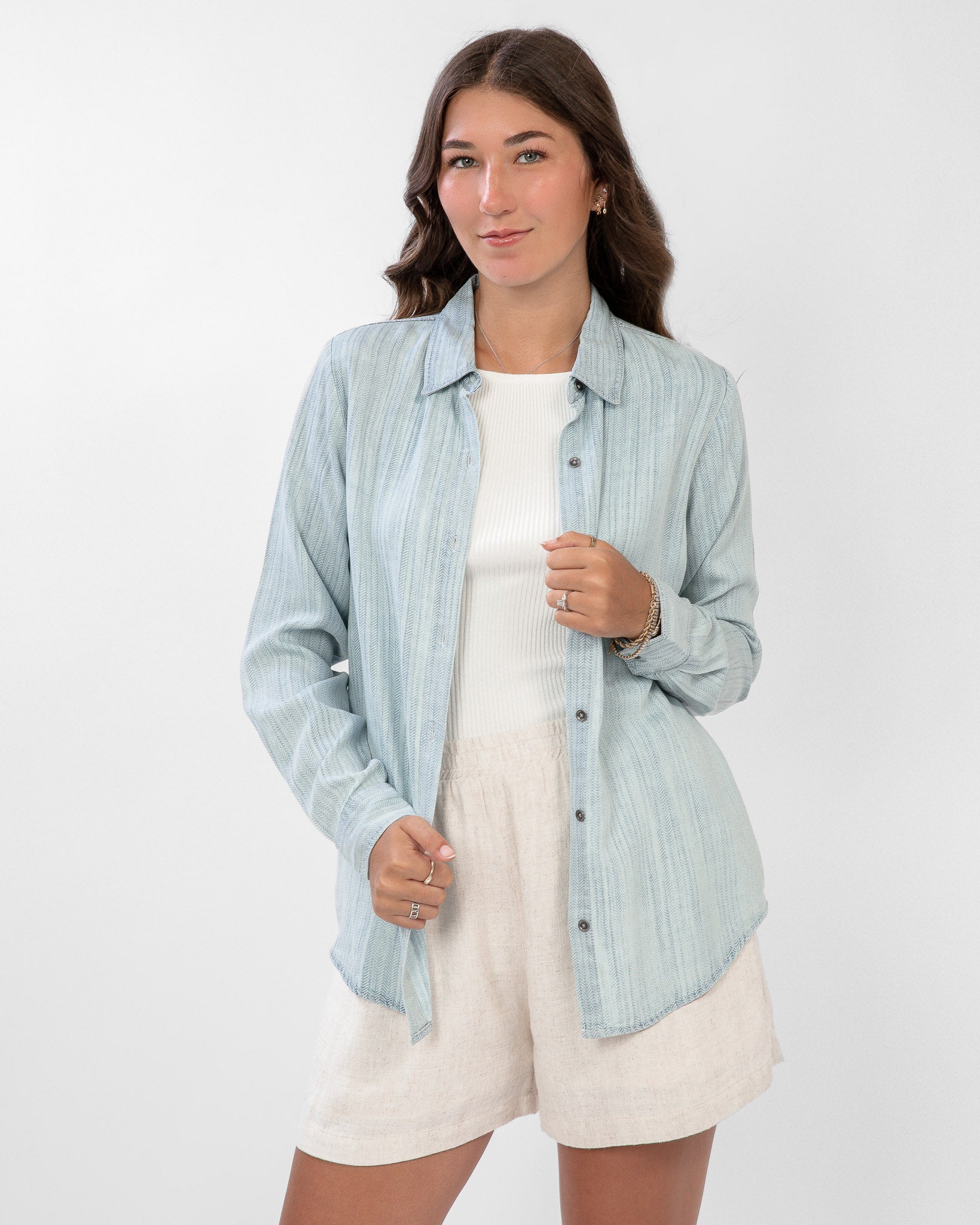 On Repeat Button-Up