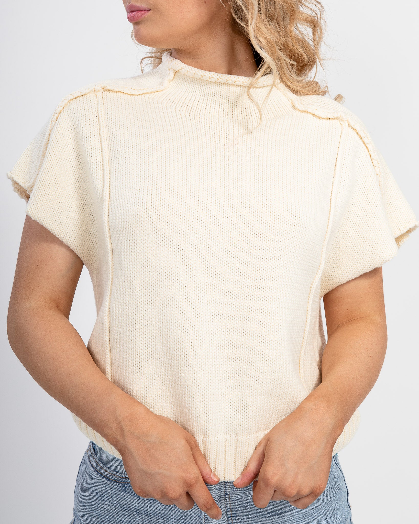 Phase in Sweater Vest: Cream