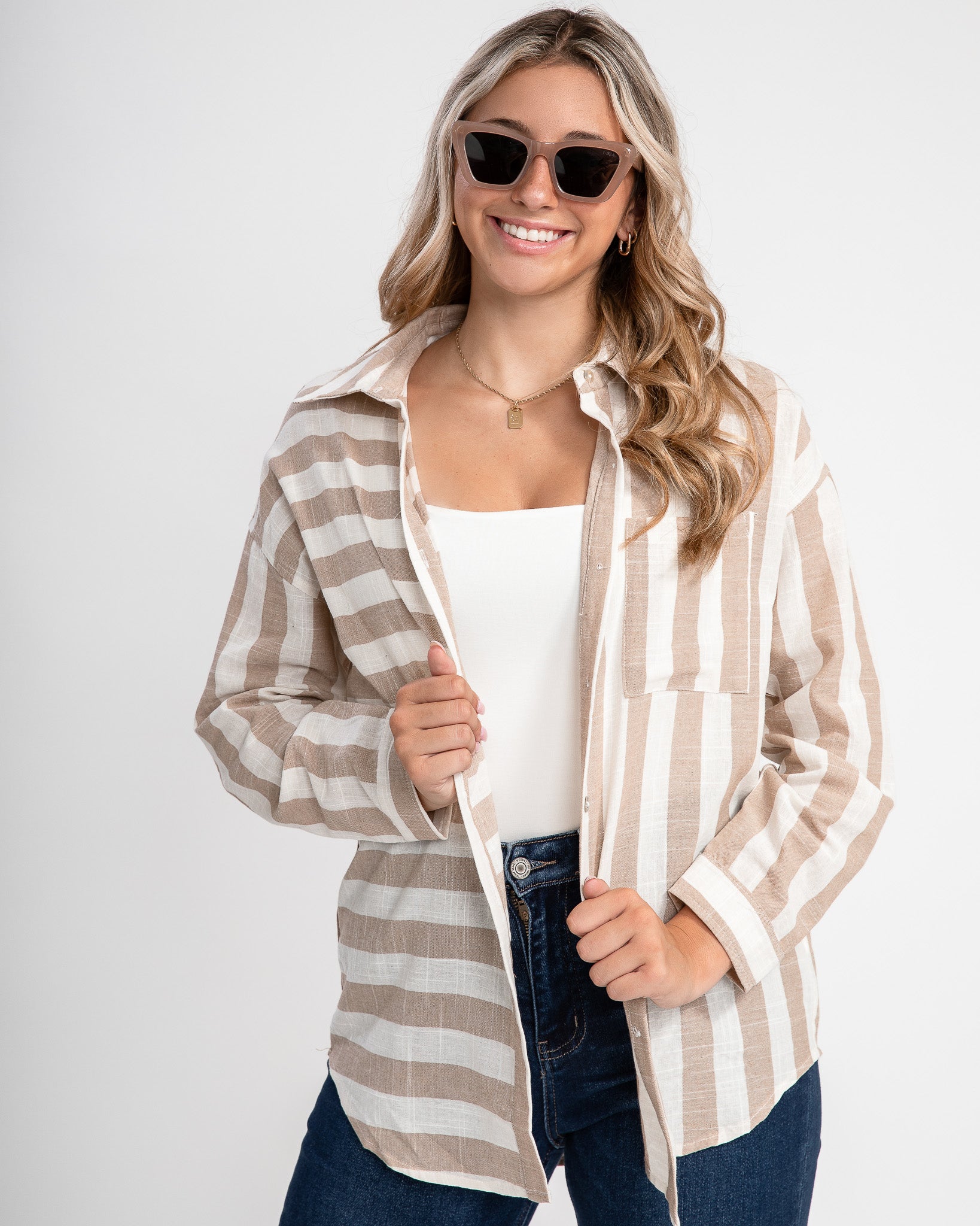 Coastal Chic Button Up Top