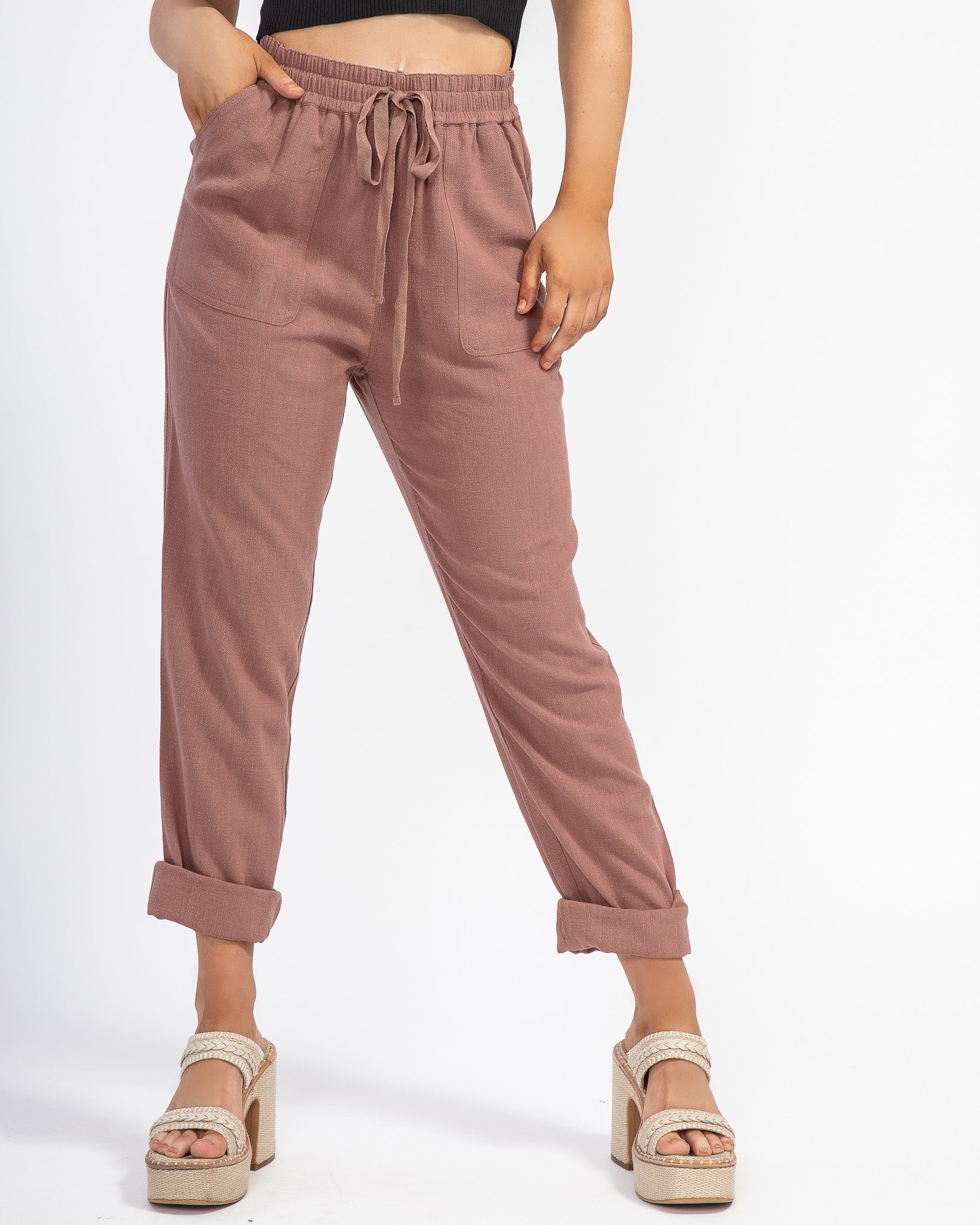 Easy Breezy Linen Pants: Mauve