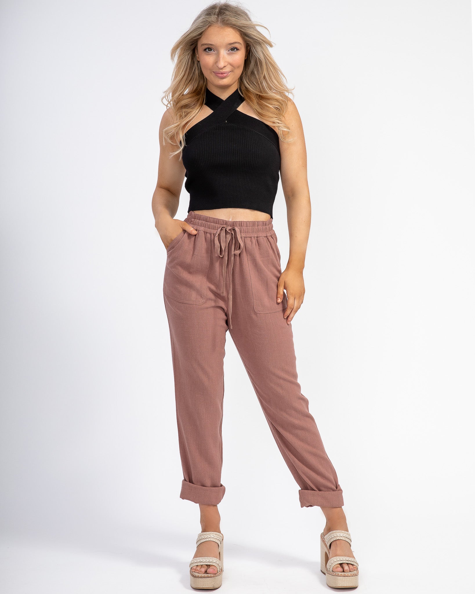 Easy Breezy Linen Pants: Mauve