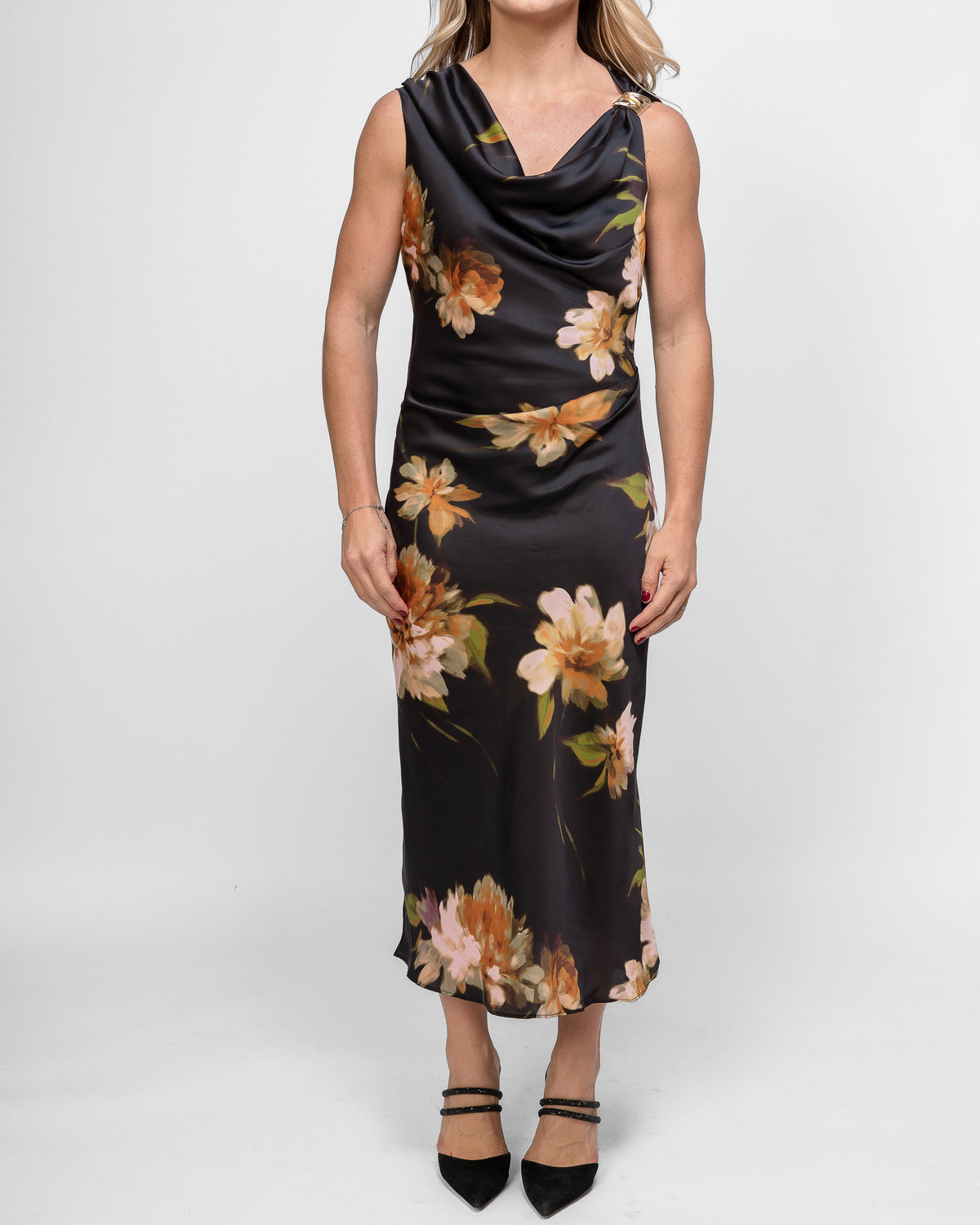 Midnight Bloom Midi Dress