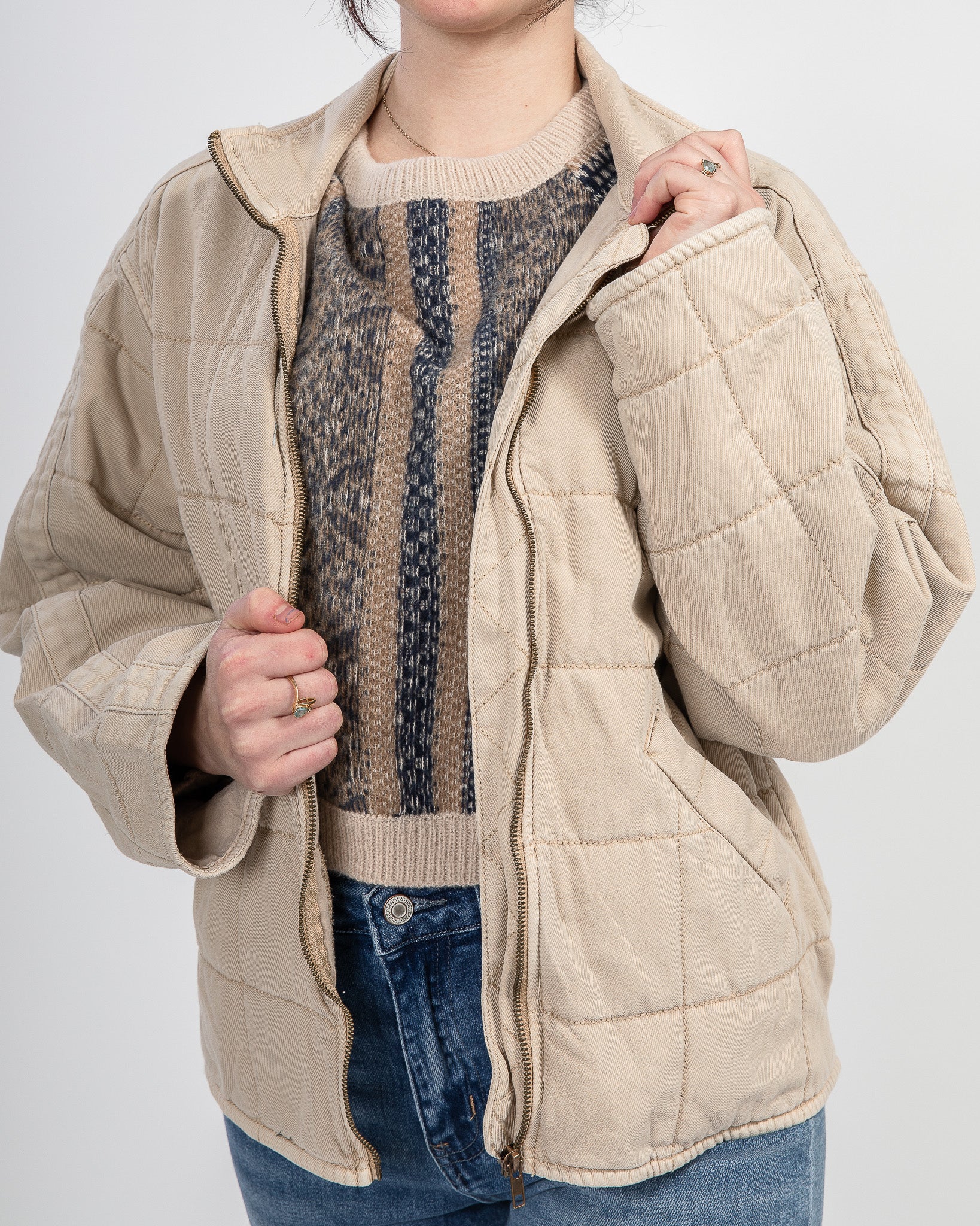 Summit Quilted Jacket: Cream